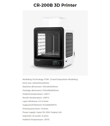 پرینتر سه بعدی کریلیتی مدل CR-200B برند Creality