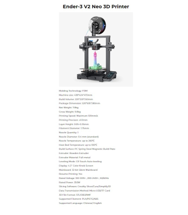 پرینتر سه بعدی کریلیتی مدل Ender 3 V2 Neo برند Creality