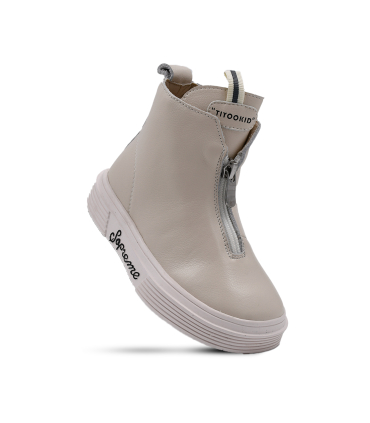 بوت چرم کرمی دخترانه تیوکید Tiyookid Girl Leather Boot 