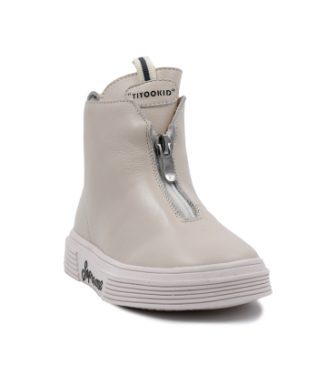 بوت چرم کرمی دخترانه تیوکید Tiyookid Girl Leather Boot 