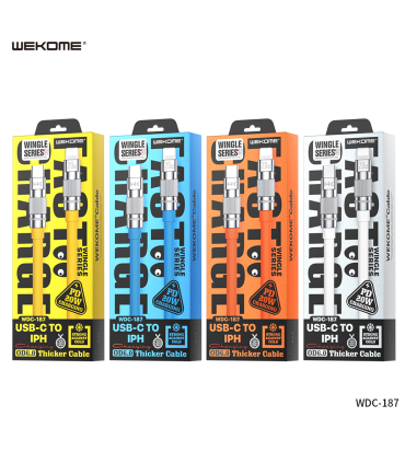 کابل شارژ PD تایپ سی به آیفون ویکام مدل WDC-187 برند WEKOME روکش TPE توان 20W طول 1.2 متر
