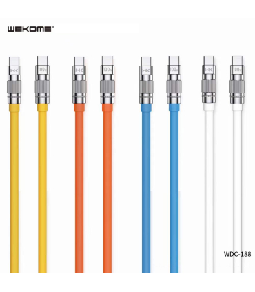 کابل شارژ تایپ سی به تایپ سی ویکام مدل WDC-188 برند WEKOME روکش TPE توان 100W طول 1 متر