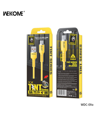 کابل شارژ 6A تایپ سی به تایپ سی ویکام مدل WDC-09a برند WEKOME روکش سیلیکون طول 1.2 متر