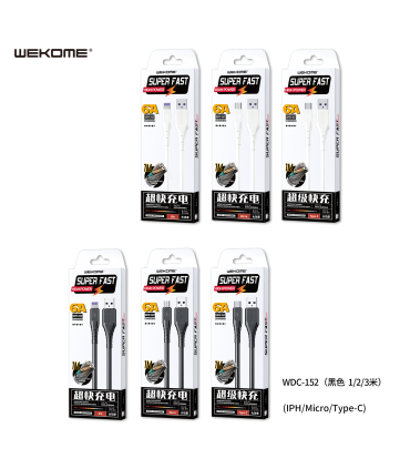 کابل شارژ تایپ سی ویکام مدل WDC-152c برند WEKOME روکش PE+PVC توان 3A طول 1 متر
