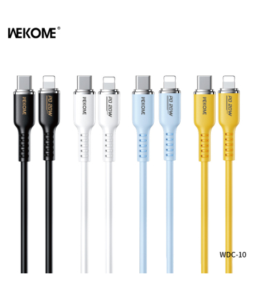 کابل شارژ PD 20W تایپ سی به آیفون ویکام مدل WDC-10 برند WEKOME روکش سیلیکون طول 1.2 متر