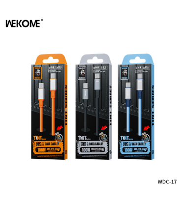 کابل شارژ 100W تایپ سی به تایپ سی ویکام مدل WDC-17 برند WEKOME روکش سیلیکون طول 1.2 متر