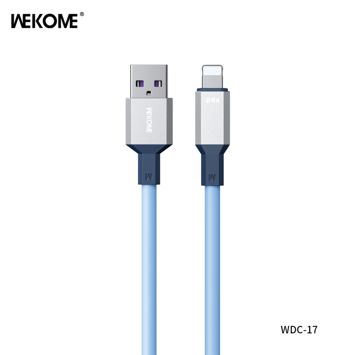 کابل شارژ آیفون ویکام مدل WDC-17i برند WEKOME روکش سیلیکون توان 2.4A طول 1.2 متر