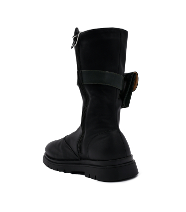 بوت چرم مشکی نومینو مدل جیب بغل Nominoo leather boots 