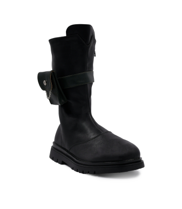 بوت چرم مشکی نومینو مدل جیب بغل Nominoo leather boots 