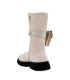 بوت چرم کرمی نومینو مدل جیب بغل Nominoo leather boots