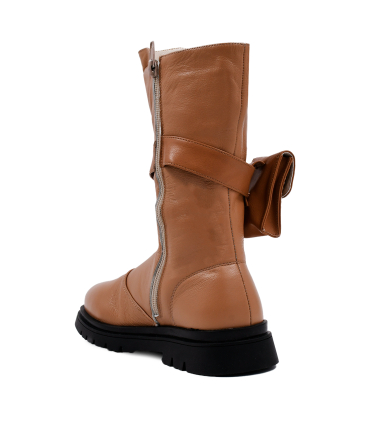بوت چرم قهوه ای نومینو مدل جیب بغل Nominoo leather boots 