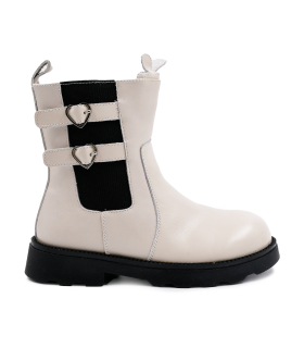 بوت چرم کرمی تیوکید طرح چانکی زیپی Tiyookid Chunky Boots