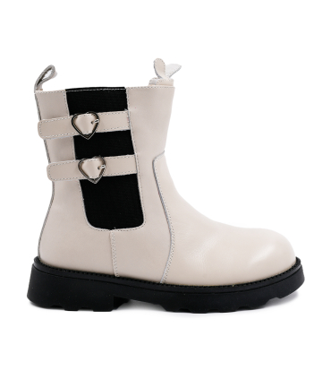 بوت چرم کرمی تیوکید طرح چانکی زیپی Tiyookid Chunky Boots