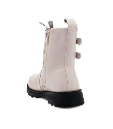 بوت چرم کرمی تیوکید طرح چانکی زیپی Tiyookid Chunky Boots