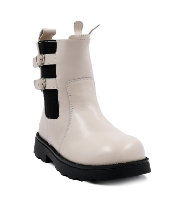بوت چرم کرمی تیوکید طرح چانکی زیپی Tiyookid Chunky Boots