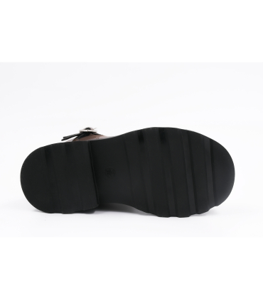 بوت چرم قهوه ای تیوکید طرح چانکی زیپی Tiyookid Chunky Boots