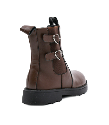 بوت چرم قهوه ای تیوکید طرح چانکی زیپی Tiyookid Chunky Boots