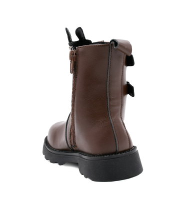 بوت چرم قهوه ای تیوکید طرح چانکی زیپی Tiyookid Chunky Boots