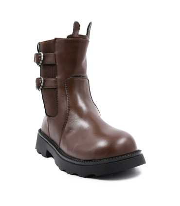 بوت چرم قهوه ای تیوکید طرح چانکی زیپی Tiyookid Chunky Boots