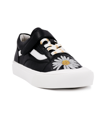 کفش مشکی راحتی تیوکید طرح گلدار بندی Tiyookid casual shoes