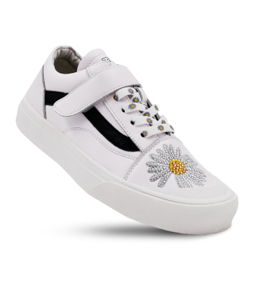 کفش سفید راحتی تیوکید طرح گلدار بندی Tiyookid casual shoes