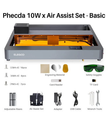 حکاکی و برش لیزری الگو مدل Phecda 10W X Air Assist Set  برند ELEGOO