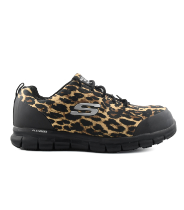 کفش ایمنی زنانه اسکچرز مدل پلنگی Skechers Womens FlexSole  Track - Saivy Animal Print Safety Shoes