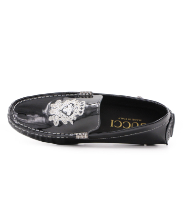 کفش کالج مجلسی مشکی براق گوچی چرم طبیعی مشکی Gucci College Shoes
