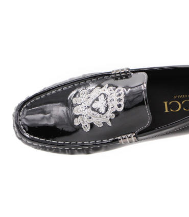 کفش کالج مجلسی مشکی براق گوچی چرم طبیعی مشکی Gucci College Shoes