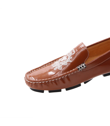 کفش لوفر گوچی با رویه چرم قهوهای براق Gucci Loafer Shoes