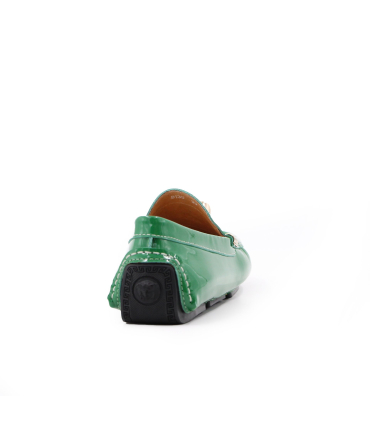 کفش کالج چرمی ورساچه طرح آیینه ای سبز درباری Versace mirror design leather college shoes