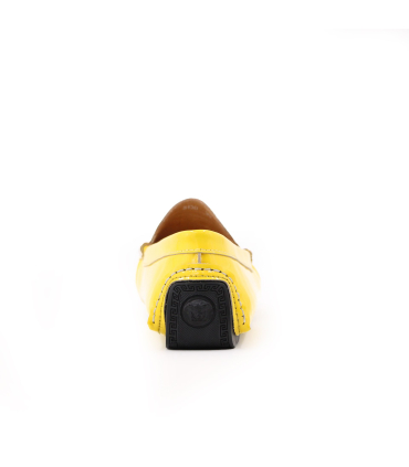 کفش کالج چرمی ورساچه طرح آیینه ای زرد Versace mirror design leather college shoes