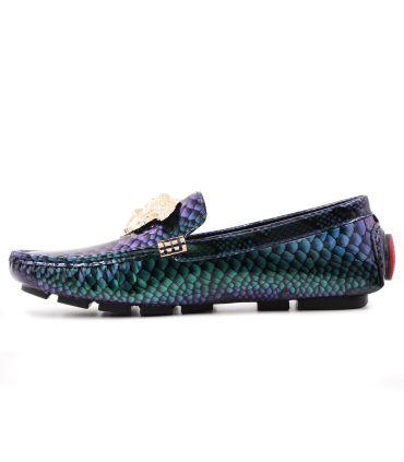 کفش کالج ورساچه طرح پوست مار هفت رنگ Versace college shoes with seven-color snake skin design