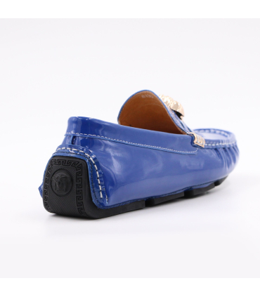 کفش لوفر ورساچه طرح چرم آبی درباری  Versace Leather Design Loafers