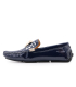 کفش چرم لوفر ورساچه سرمه ای سگک دار Versace Navy Leather Loafer Shoes with Buckle