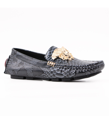 کفش کالج ورساچه طرح چرم پوست مار طوسی Versace College Shoes with Gray Snake Skin Leather Design
