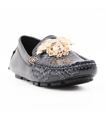 کفش کالج ورساچه طرح چرم پوست مار طوسی Versace College Shoes with Gray Snake Skin Leather Design