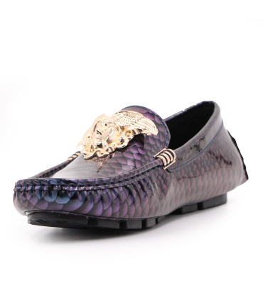 کفش کالج ورساچه چرمی طرح پوست پایتون هفت رنگ Versace Leather College Shoes with Python Skin Design in Seven Colors