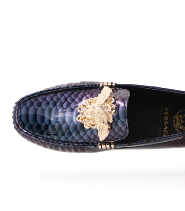 کفش کالج ورساچه چرمی طرح پوست پایتون هفت رنگ Versace Leather College Shoes with Python Skin Design in Seven Colors