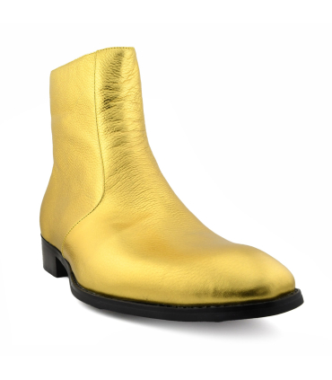 بوت ساق بلند مردانه کوبایی سنت لورنت طلایی  Saint Men's Laurent gold Cuban ankle boots