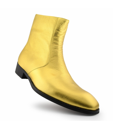 بوت ساق بلند مردانه کوبایی سنت لورنت طلایی  Saint Men's Laurent gold Cuban ankle boots