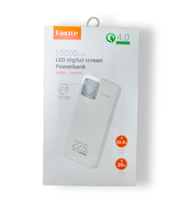 پاوربانک فست شارژ فکسیت ظرفیت 10000 میلی آمپر مدل F10 Pro برند Faxite