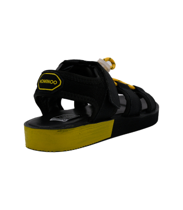 صندل راحتی نومینو مدل چسبی و بندی رنگ مشکی و زرد Nominoo sandal