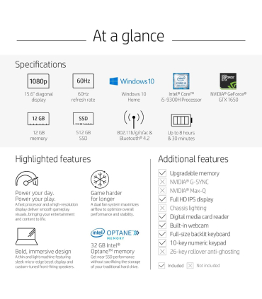 لپ تاپ 15.6 اینچی گیمینگ اچ پی مدل HP Pavilion Gaming i5 9300H GTX1650 4GB 8GB/512GB (استوک)