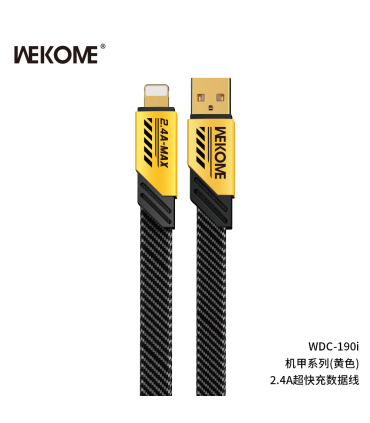 کابل شارژ آیفون ویکام مدل WDC-190i برند WEKOME روکش نایلون توان 2.4A طول 1 متر