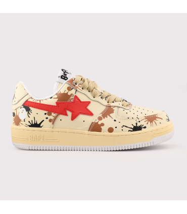 کفش کتانی بیپ مدل Bape Sk8 Sta Low ‘Paint Beige’