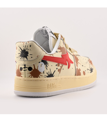 کفش کتانی بیپ مدل Bape Sk8 Sta Low ‘Paint Beige’