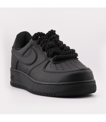 کفش کتانی نایک Air Force 1 Matte Black با بندهای طنابی مشکی