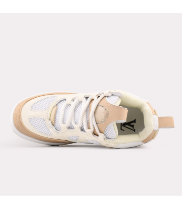 کفش اسنیکر لویی ویتون مدل LV Skate رنگ بژ سفید