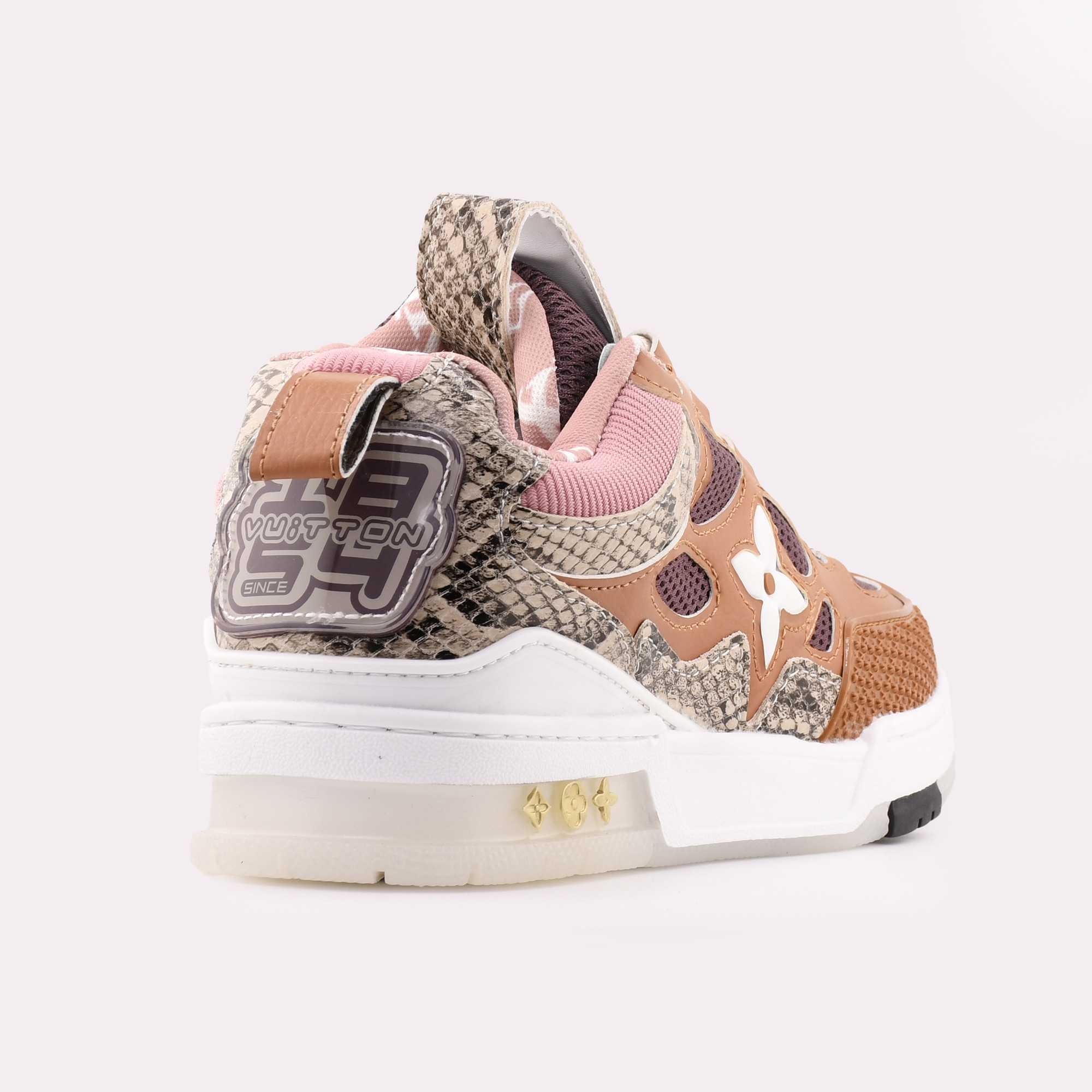 اسنیکر لویی ویتون LV Skate اورجینال - قهوهای با طرح پوست مار